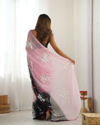 Georgette Pedding Color, Embroidery Work Party Wear Pink Saree - Erisha