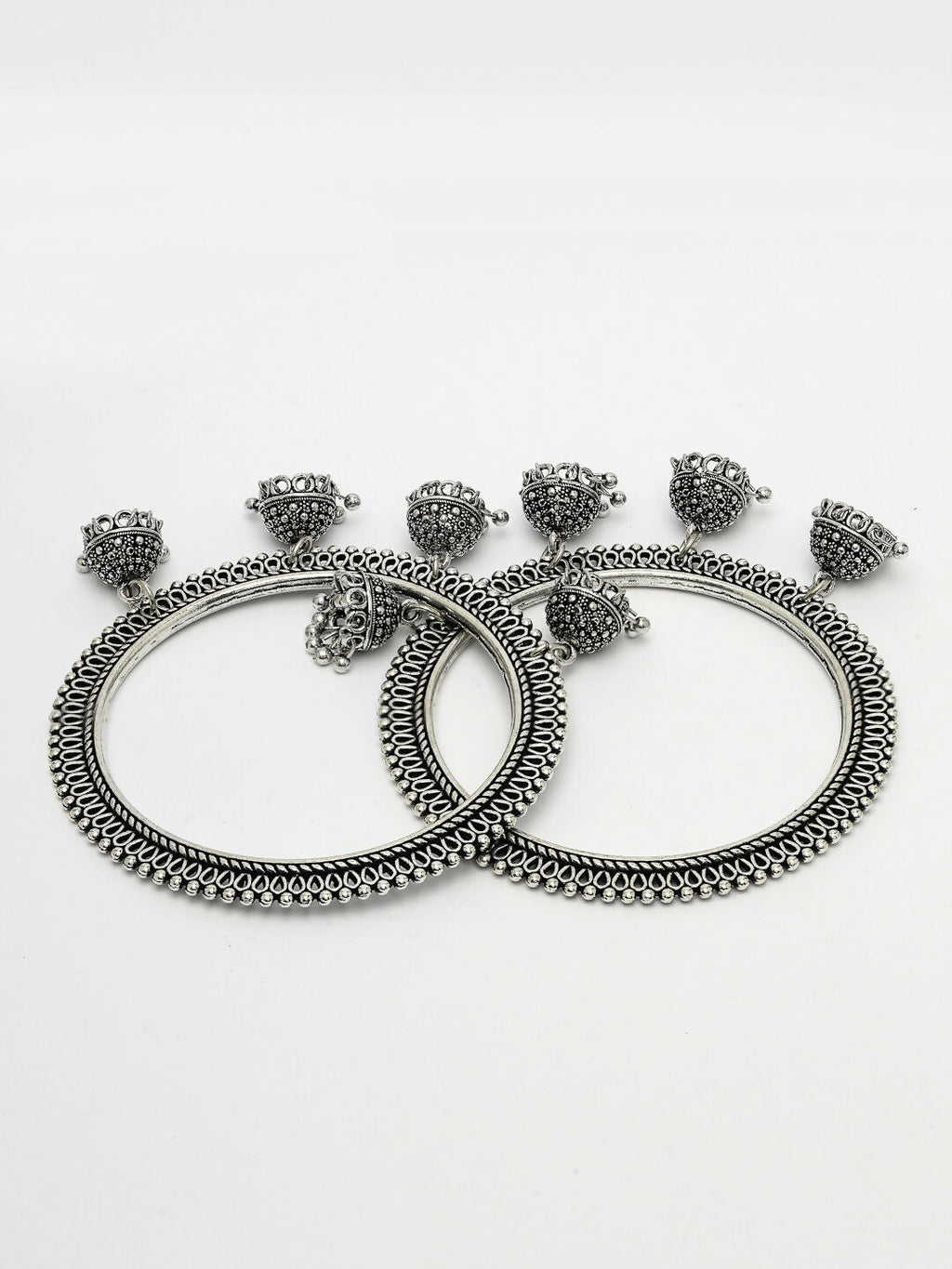 NVR Women's Set of 2 Silver-Toned German Silver Oxidised Bangle - Distacart