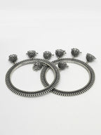 NVR Women's Set of 2 Silver-Toned German Silver Oxidised Bangle - Distacart
