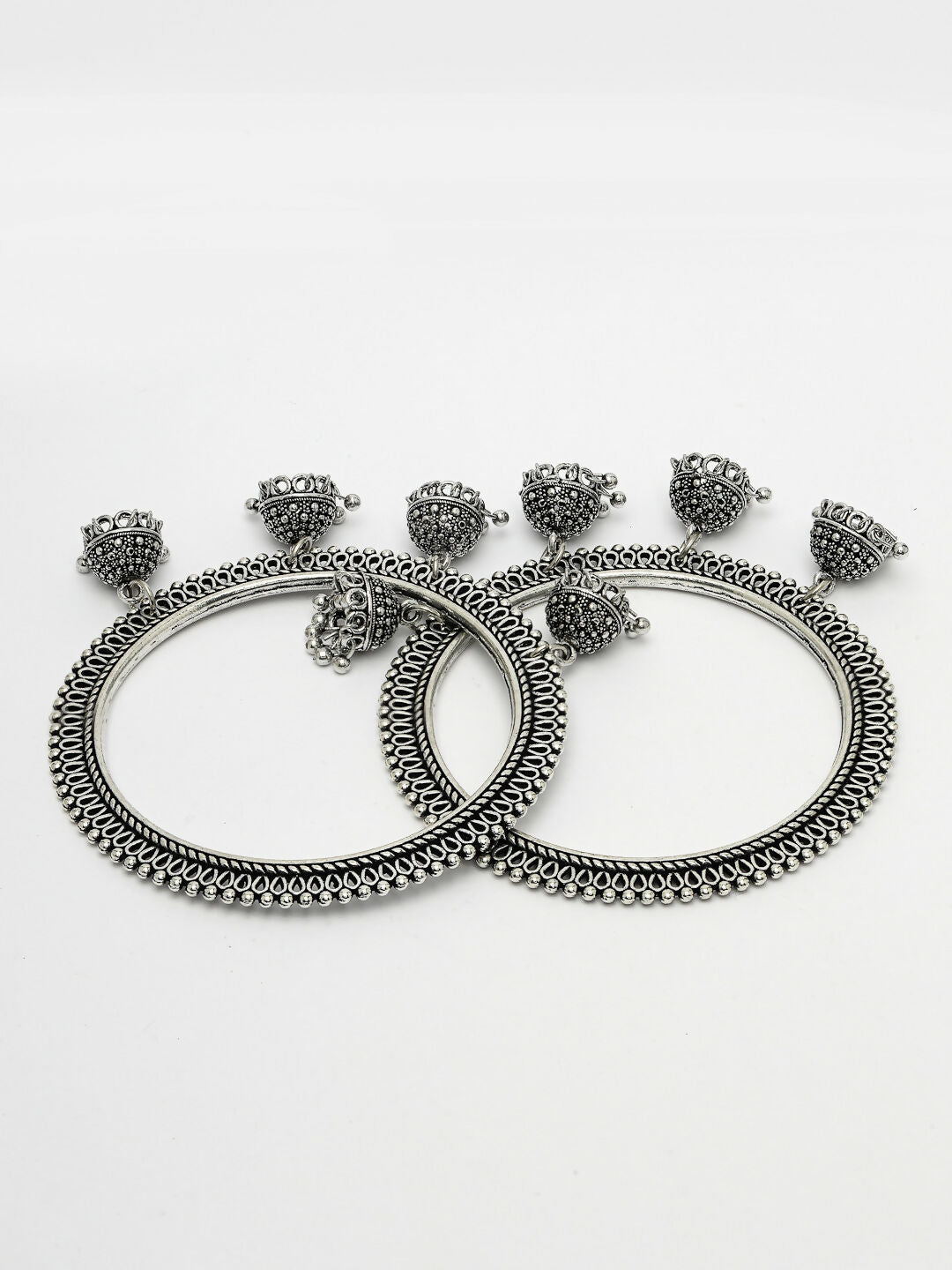 NVR Women's Set of 2 Silver-Toned German Silver Oxidised Bangle - Distacart