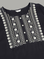 Sztori Floral Embroidered Yoke Design Sequined Straight Kurta