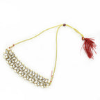 Mominos Fashion Johar Kamal Gold-Plated Brass Finish Kundan/Pearls Choker For Women (White) - Distacart
