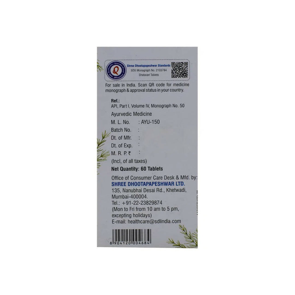 Dhootapapeshwar Satavari Tablets - Distacart