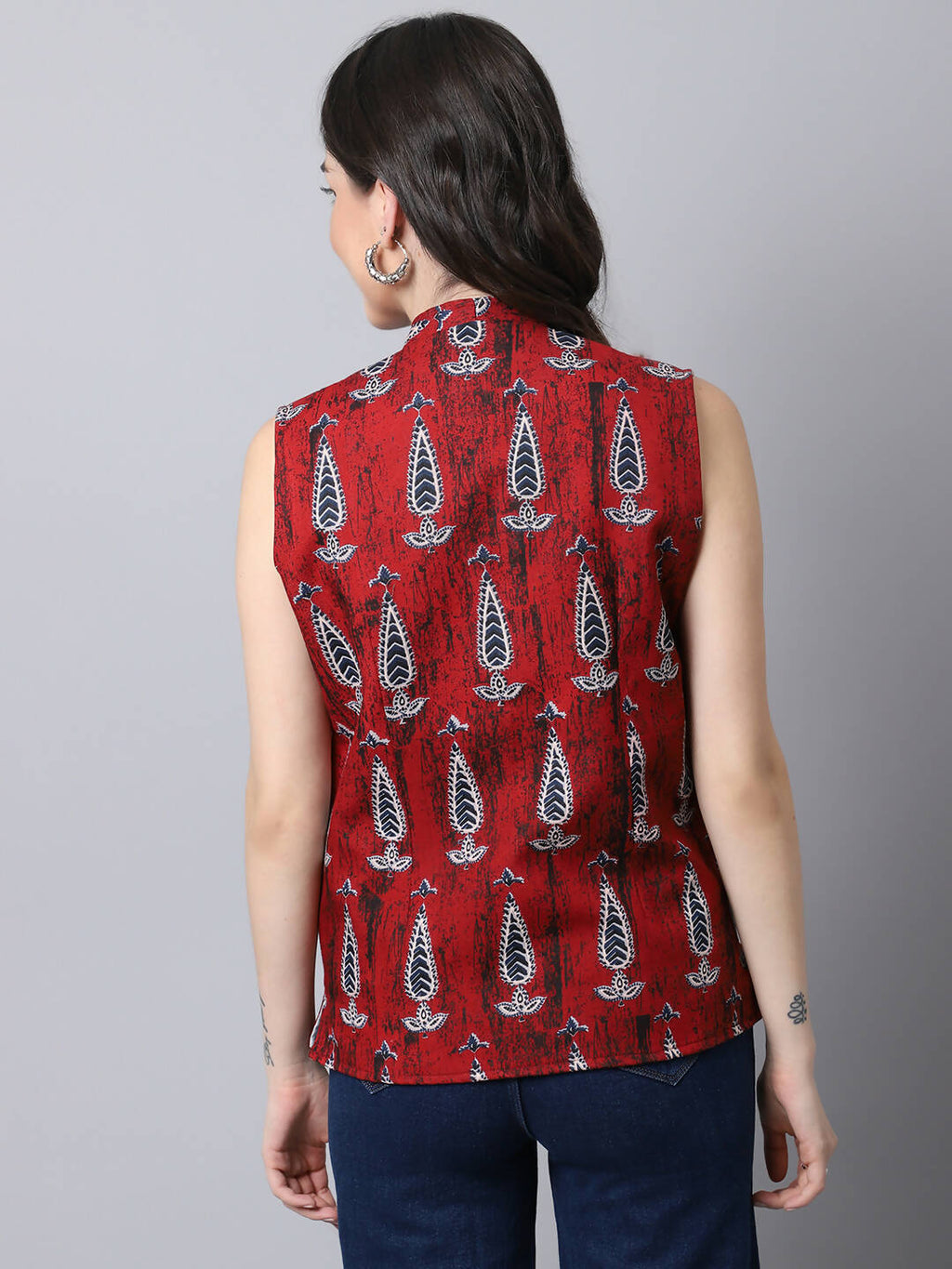 Even Apparels Maroon 100% Viscose Rayon Open Front Gillet - Distacart