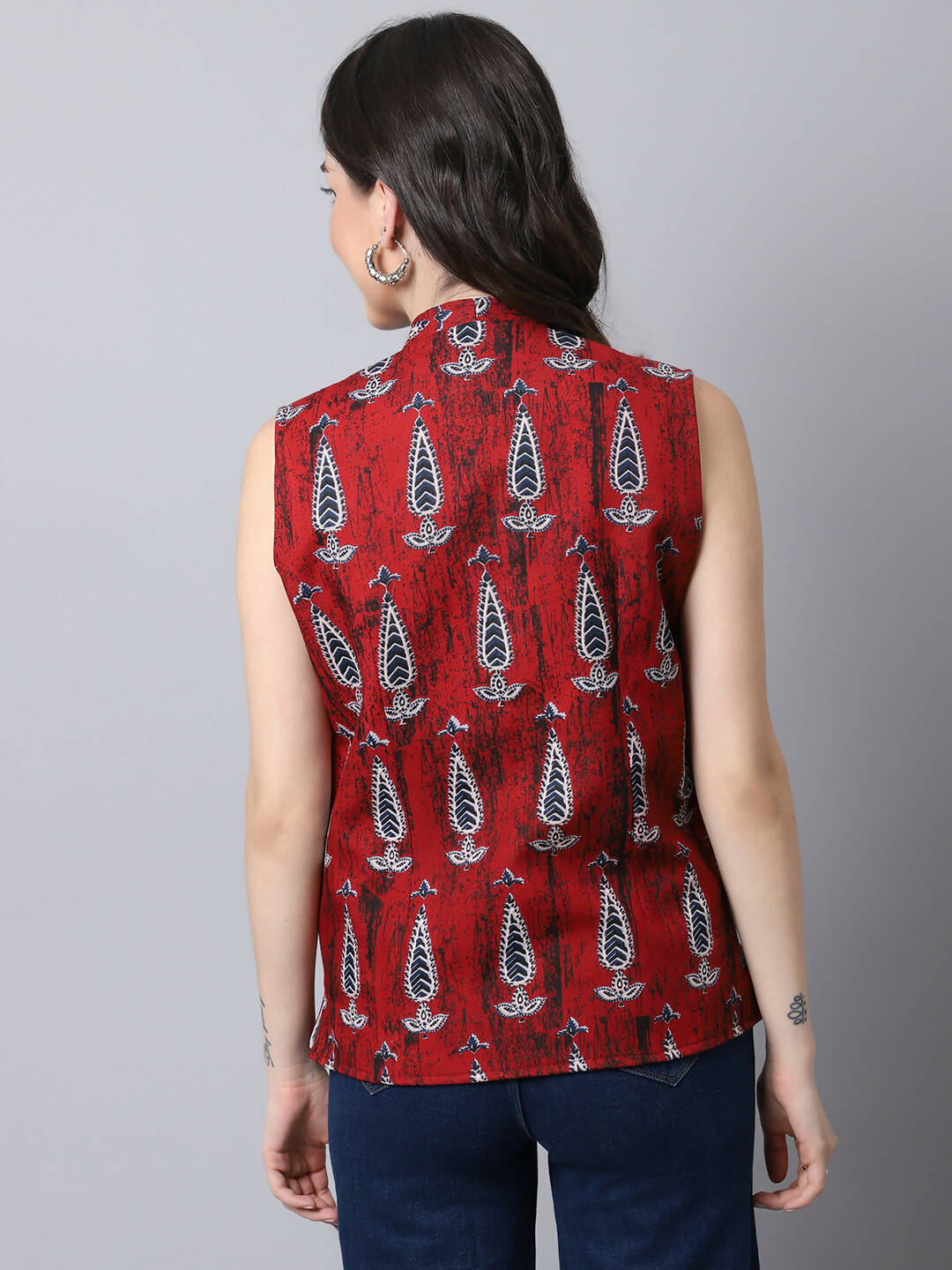 Even Apparels Maroon 100% Viscose Rayon Open Front Gillet - Distacart