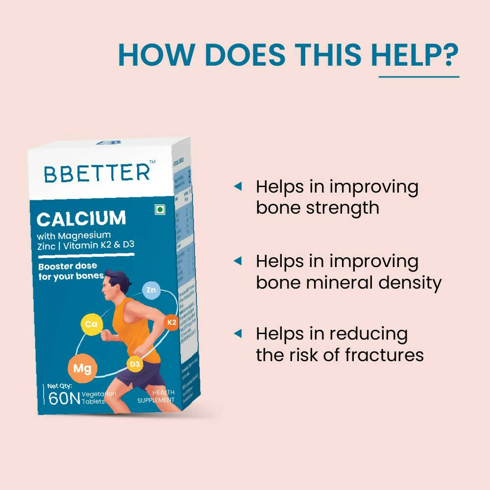 BBETTER Calcium Magnesium Zinc Tablets with Vitamin D3 & K2 - Distacart