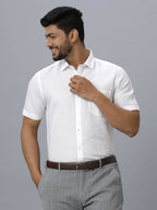 Ramraj Cotton Mens Half Sleeve White Shirt Plus Size - Justice White