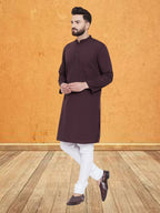 Even Apparels Men's Pure Cotton Maroon Kurta