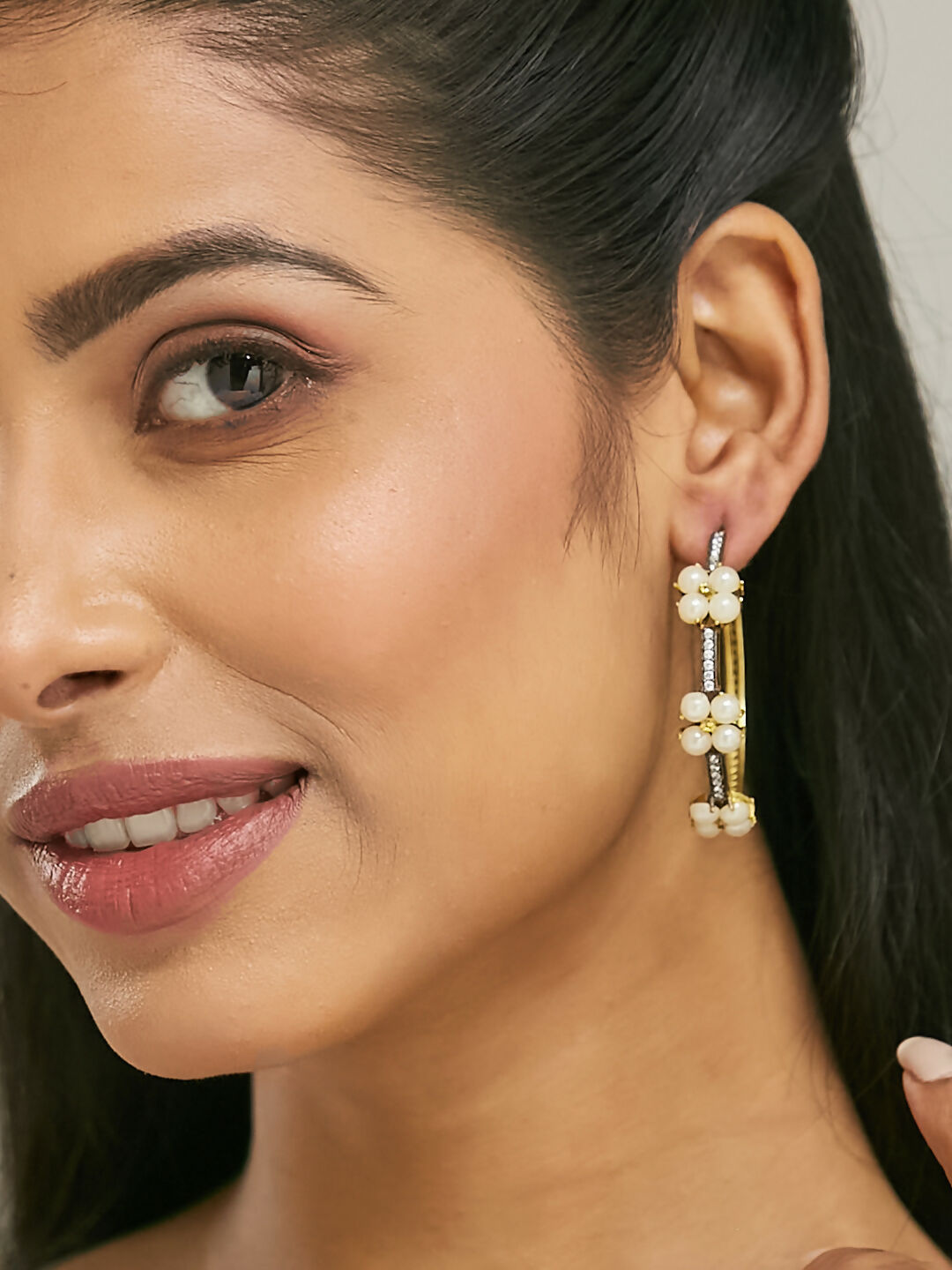 Nuyug 22K Gold-Plated Elegant Pearl Beaded Circular Hoop Earrings - Distacart