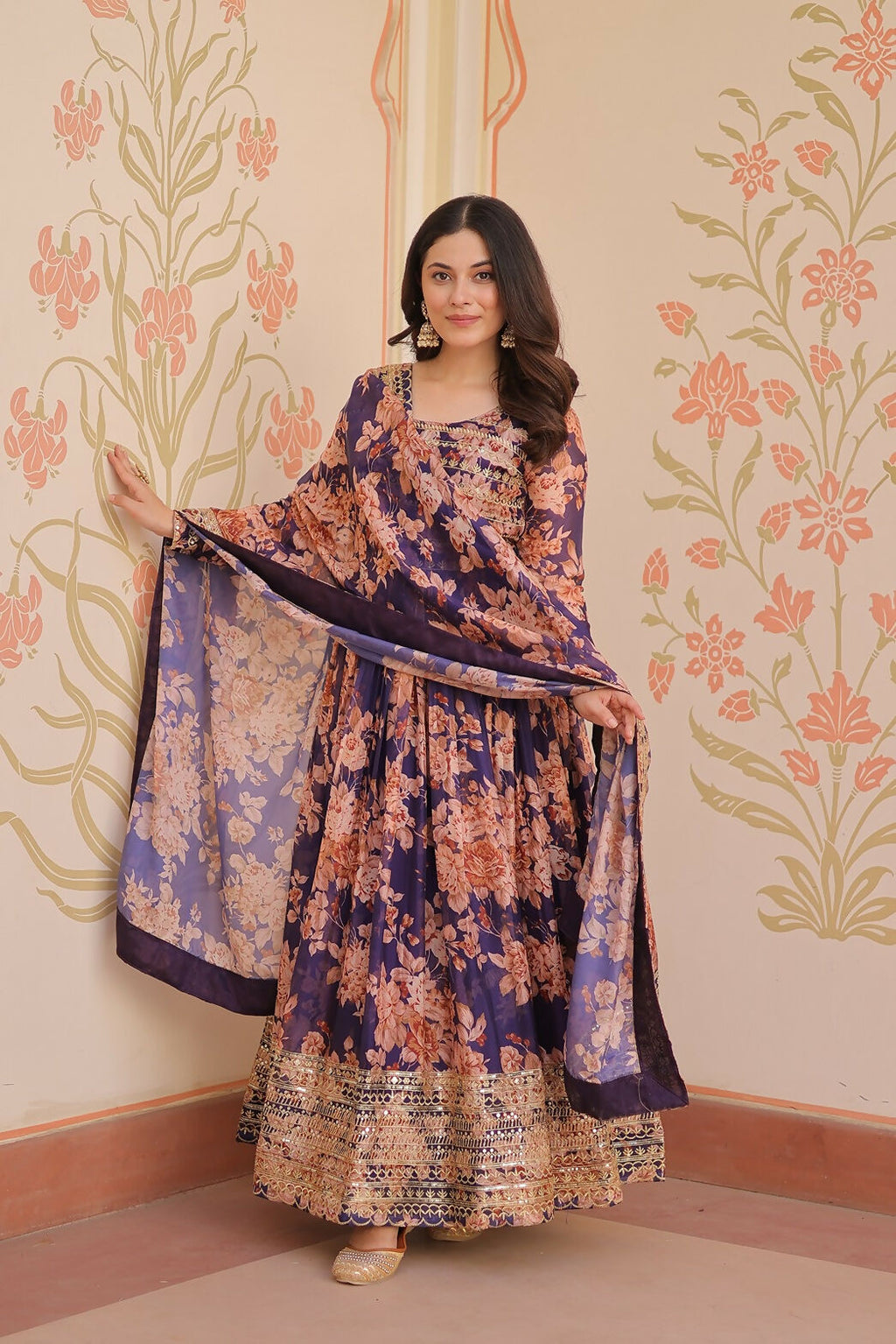 Joban Fashion Purple Silk Sequence Embroidery Work Kurta Set - Distacart