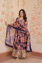 Joban Fashion Purple Silk Sequence Embroidery Work Kurta Set - Distacart