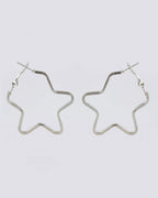 VOJ Women Sliver Tonned Star Shape Stainless Steel Hoop Earrings - Distacart