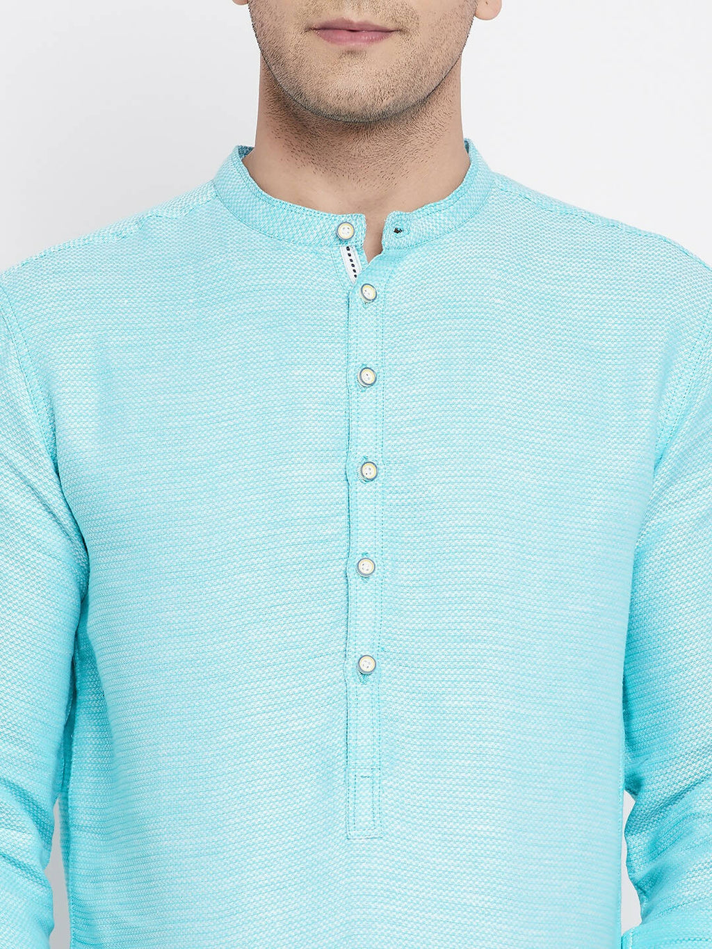 Even Apparels Pure Cotton Men's Kurta in Blue Color With Band Collar - Distacart