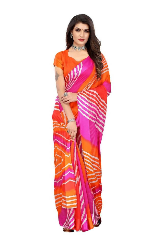 Vamika Orange Linen Satin Border Saree