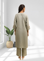 Joban Fashion Pista Green Linen Embroidered Readymade Cord Set - Distacart