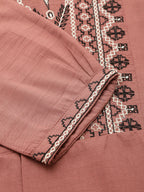 Brown Chinon Floral Embroidered Top - Zeny