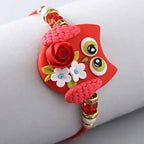 Cute Owl Polymer Clay Rakhi & Silk Chocolates