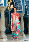 Designer Stylish Light Brown With Sky Pure Muslin Stitched Suit - Apoorva