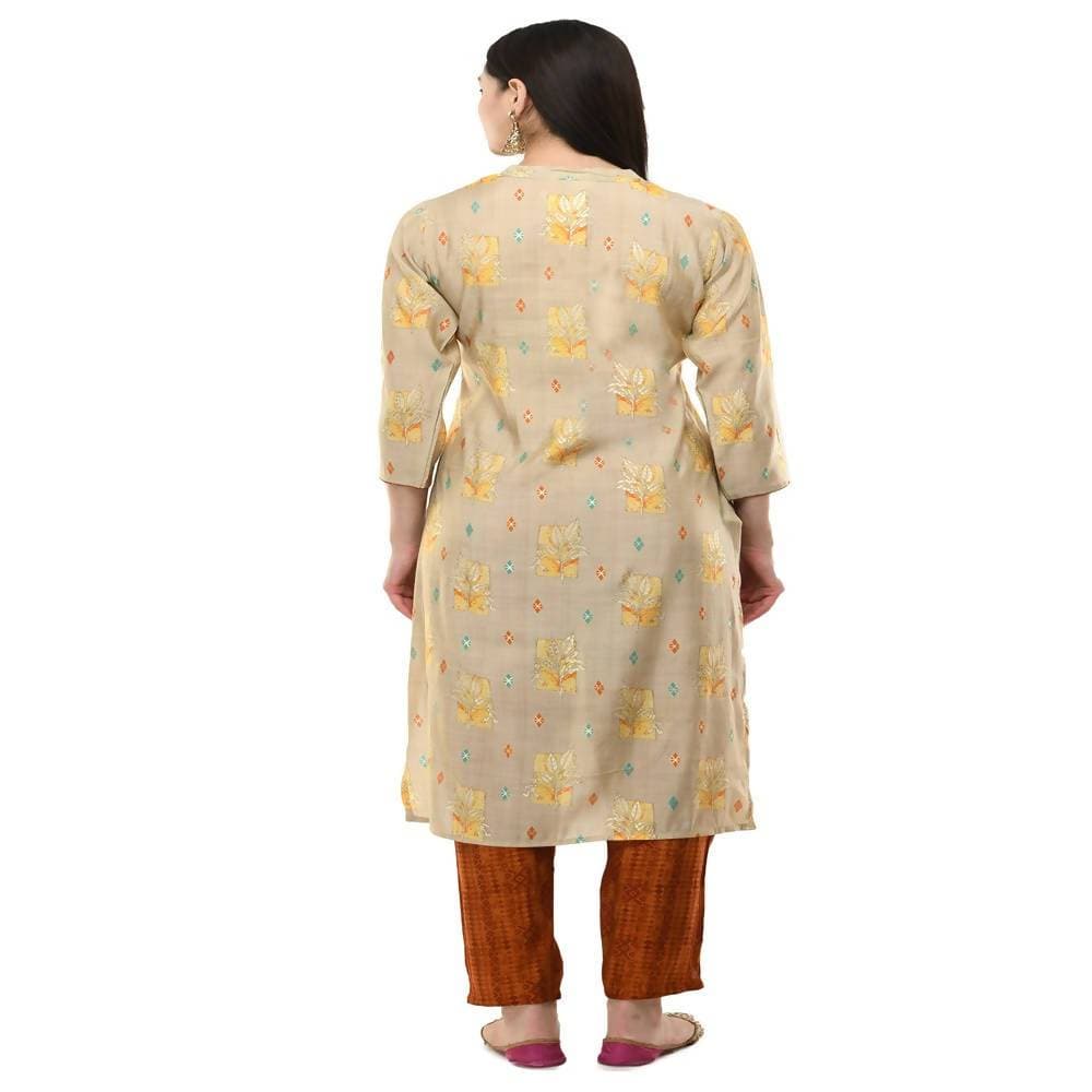 Lagi Women's Orange Printed Straight Kurta & Pant (MC45B)