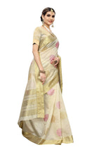 Vamika Cream Weaving Cotton Polyester Silk Saree (Kerala Bird Pink) - Distacart
