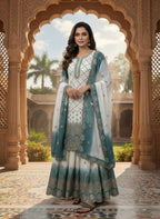 Teeya Creation Multi Color Star Georgette Heavy Embroidery Work Functional Wear Salwar Suit - Distacart