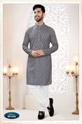 Joban Fashion Men's Blue Straight Rayon Thread And Sequence Embroidery All Over Kurta Set