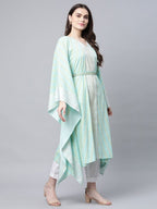 Ahalyaa Women Sea Green Crepe Printed Kaftan Kurta - Distacart