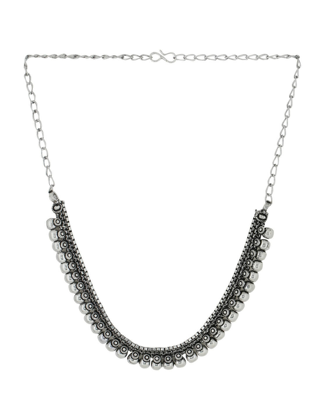 NVR Women Silver-Plated Oxidised Necklace