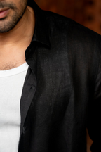 Linen Black Noir Breeze Shirt By Hilo Design