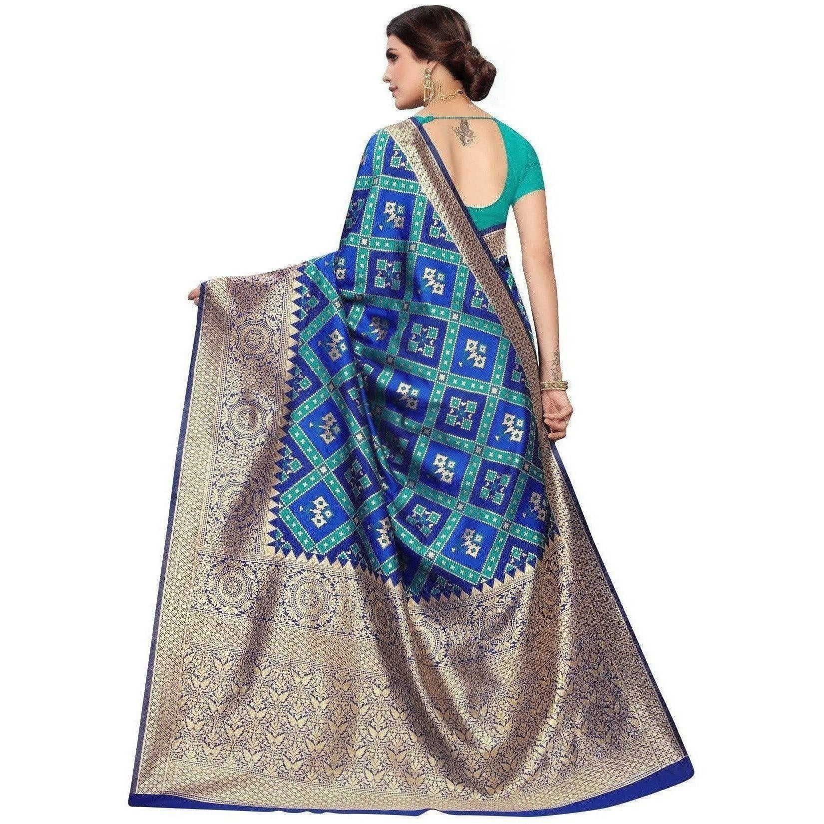 Vamika Banarasi Jaquard Blue Weaving Saree (Banarasi 18)