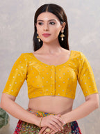Joban Fashion Women Silk Yellow Stitched Blouse