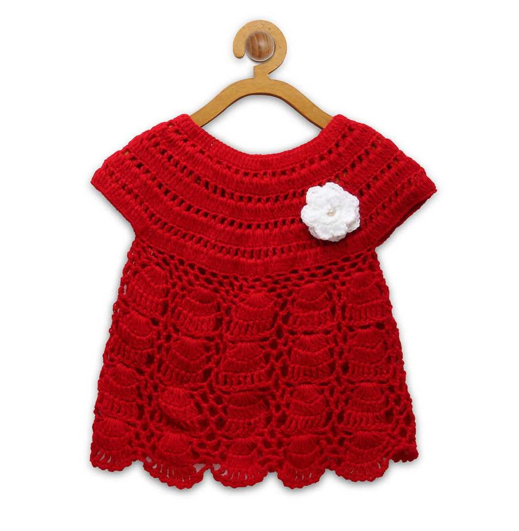 Chutput Kids Pretty Design Red Coloured Solid Frock