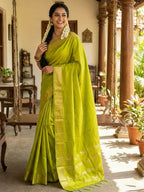 Shree Shyam Fashion Parrot Green Soft Silk Saree - Distacart