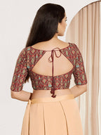 Joban Fashion Maroon Viscose Rayon Padded Blouse With Sweetheart Neck Elbow Sleeves - Distacart