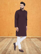 Even Apparels Men's Pure Cotton Maroon Kurta