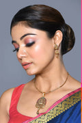 Joban Fashion Women Golden Ruby Green Pendant Set With Earrings