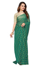 Vamika Ethnic Fire Green Jari Work Chiffon Saree - Distacart