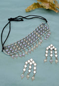 Mominos Fashion Johar Kamal Oxidised Silver-Plated Alloy Finish Mirror Choker For Women - Distacart