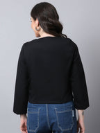 Even Apparels Black Linen Cotton Open Front Statement Women's Jacket - Distacart