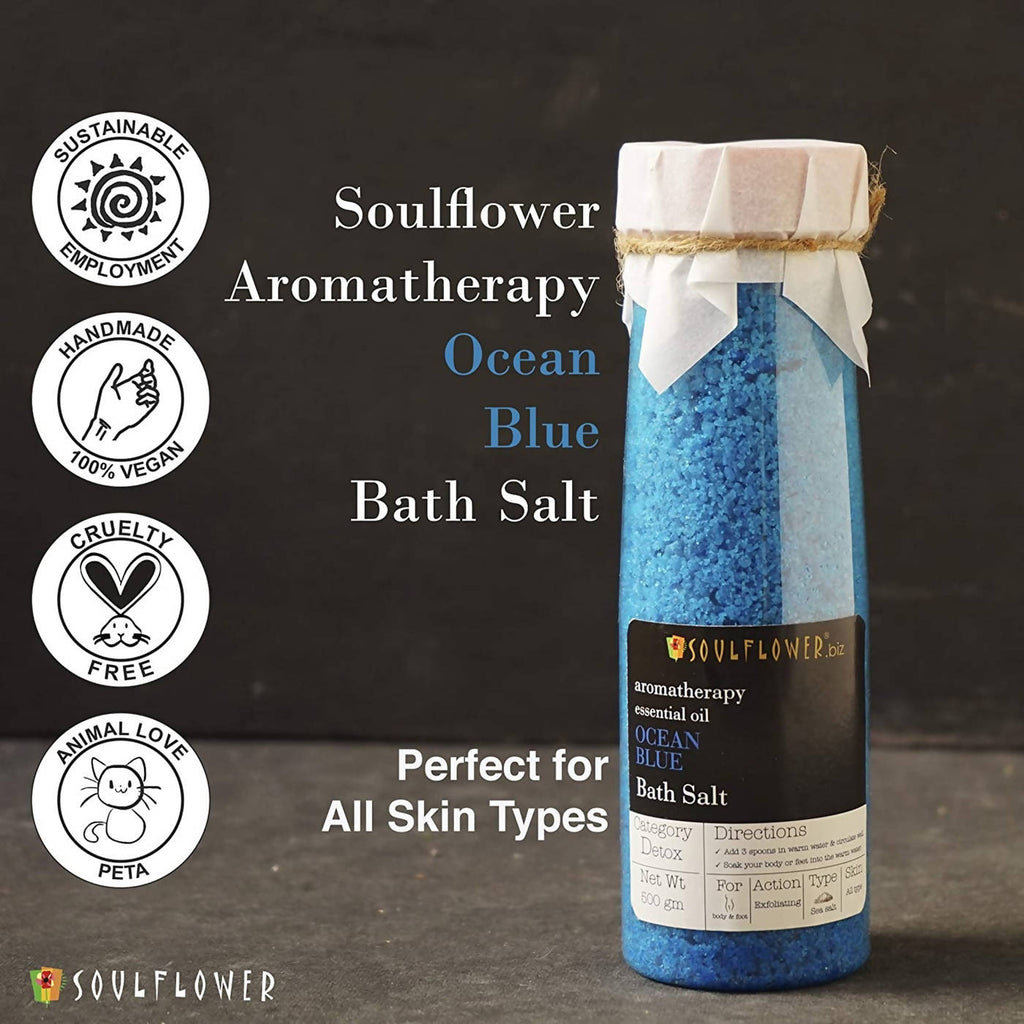 Soulflower Aromatherapy Essential Oil Ocean Blue Bath Salt
