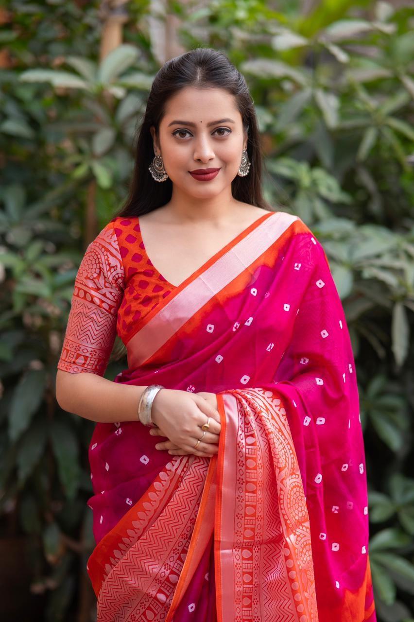 Rani Jute Silk Ethnic Motifs Saree with Unstitched Blouse - Hiral Fashion