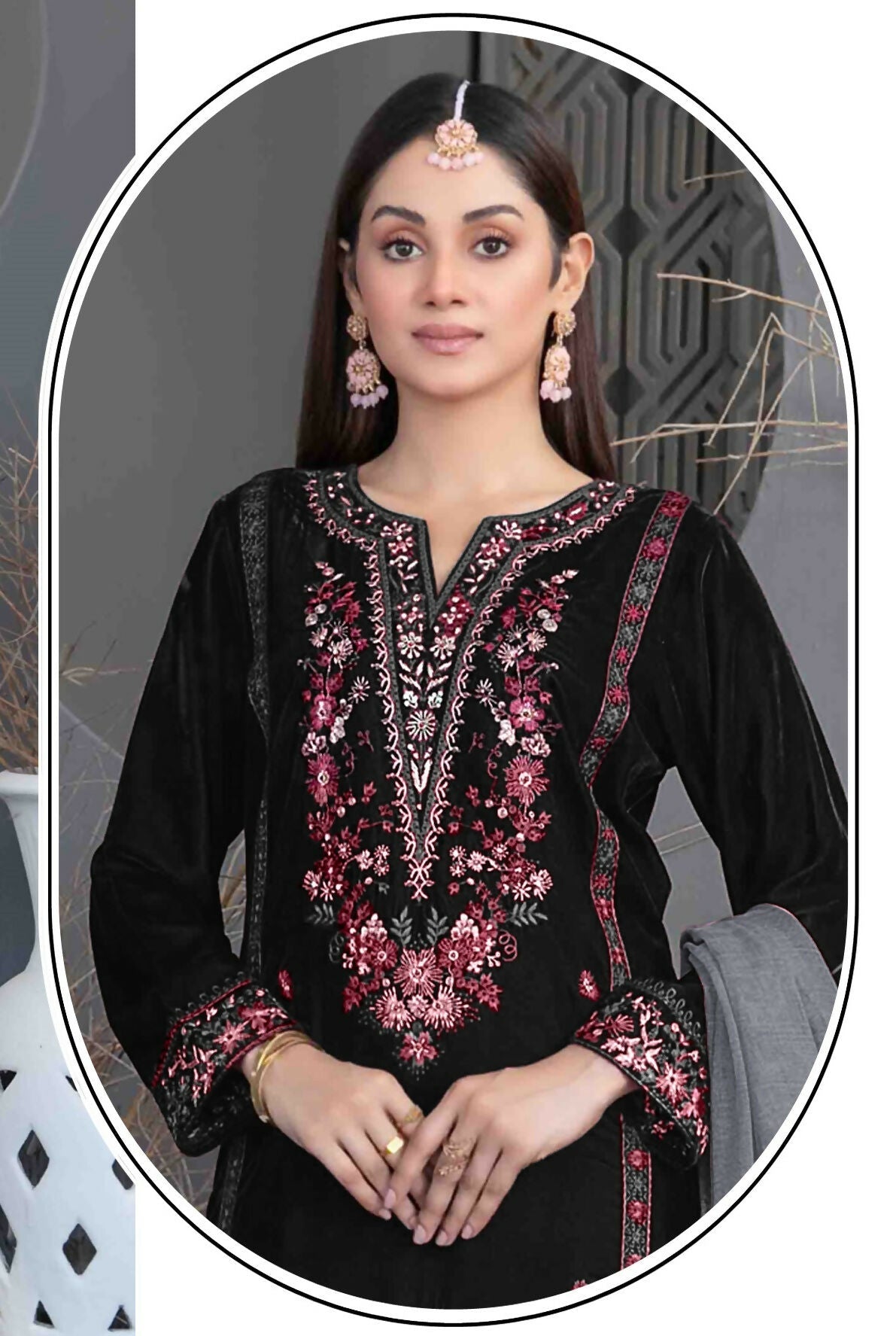 Anaita Black Velvet Suit with Embroidery Sequence Work - Distacart