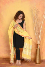 Very Much Indian Handloom Pure Cotton Paithani Dupatta - Yellow