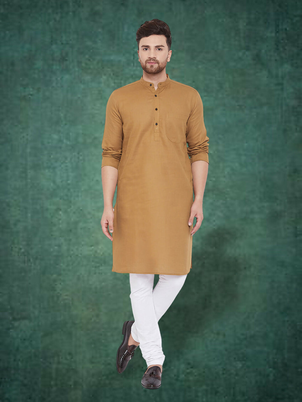 Even Apparels Men's Pure Cotton Beige Kurta