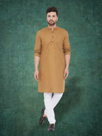 Even Apparels Men's Pure Cotton Beige Kurta