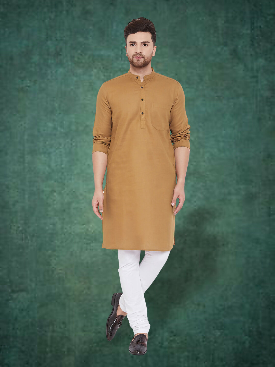 Even Apparels Men's Pure Cotton Beige Kurta