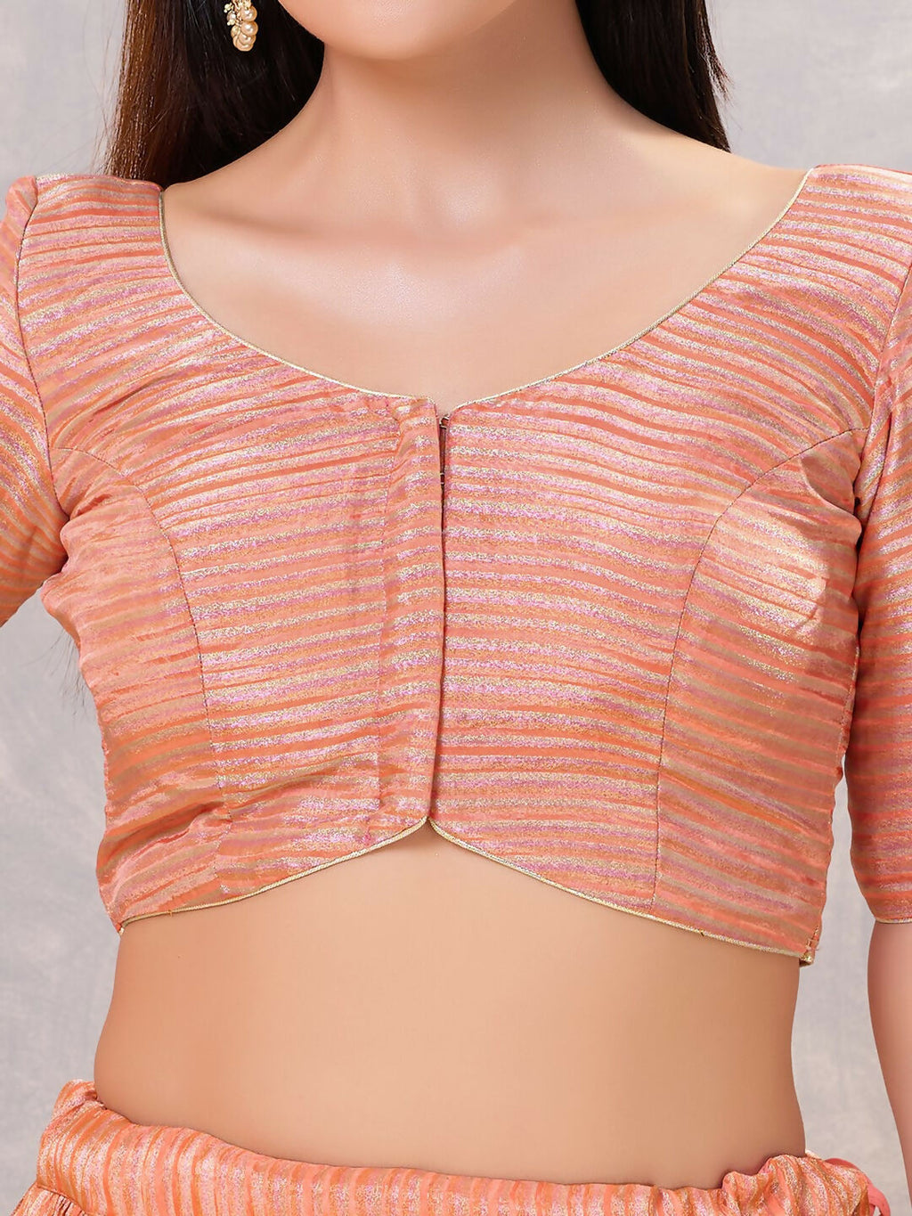 Joban Fashion Women Silk Peach Stitched Blouse