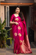 Rani Silk Woven Saree with Unstitched Blouse - Hiral Fashion