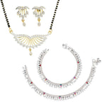 AanyaCentric Gold-plated Mangalsutra Pendant Earring Set & Silver Plated Anklet - Distacart