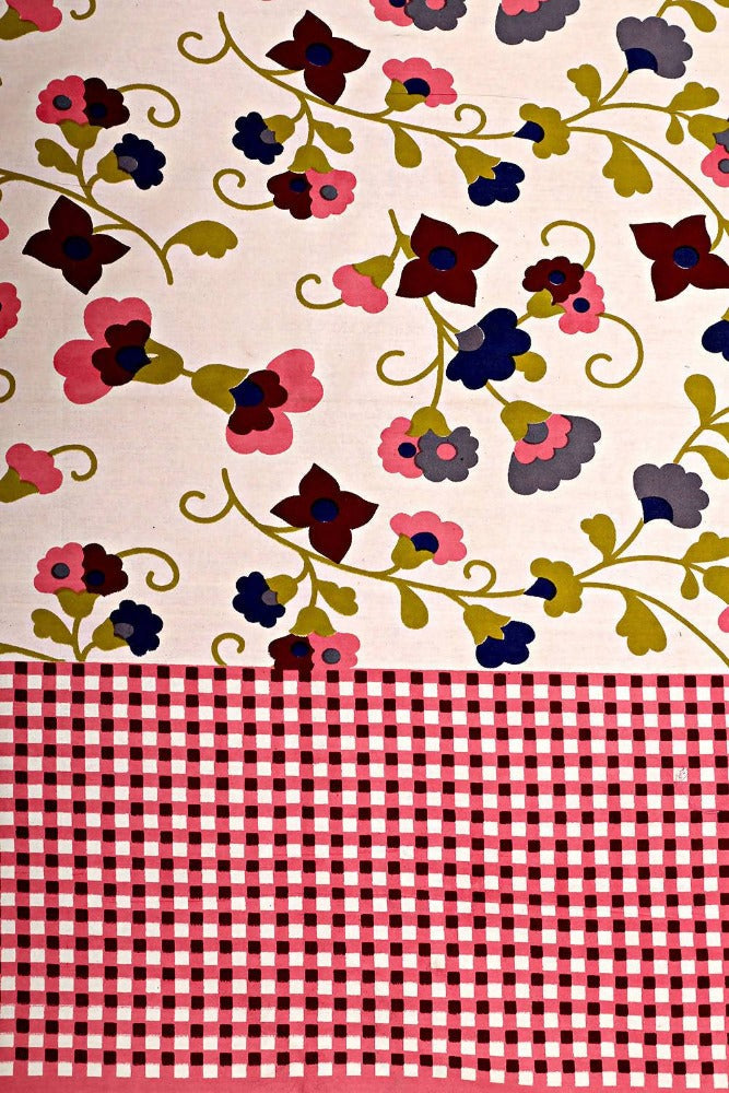 Vamika Printed Cotton Pink Floral Bedsheet With Pillow Covers (LEOC_CHKM_P)